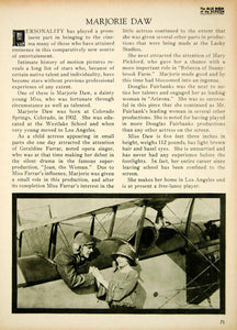 1923 Print Marjorie Daw Silent Film Actress Movie Star Hollywood Biography BBS2