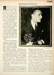 1923 Print Kenneth Harlan Silent Film Actor Movie Star Portrait Biography BBS2