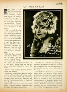 1923 Print Fontaine La Rue Silent Film Actress Movie Portrait Biography BBS2
