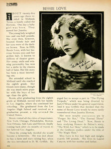 1923 Print Bessie Love Silent Film Actress Movie Star Portrait Biography BBS2