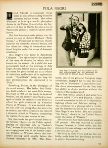 1923 Print Pola Negri Silent Film Actress Polish Movie Star Hollywood Bio BBS2