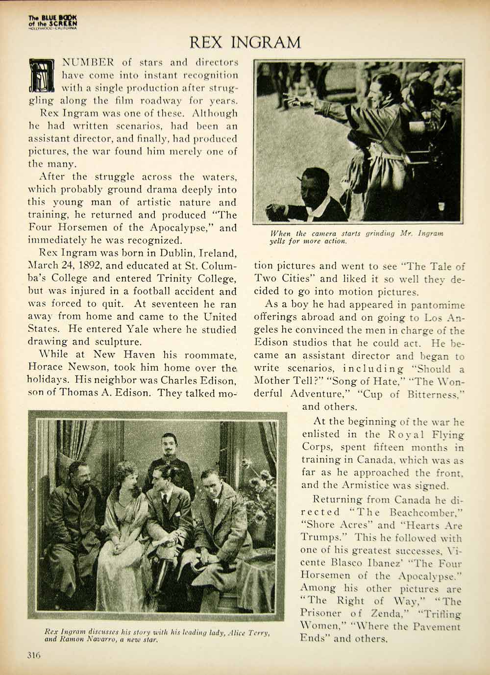1923 Print Rex Ingram Director Silent Film Writer Movie Hollywood Biography BBS2