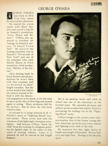 1923 Print George O'Hara Silent Film Actor Screenwriter Portrait Biography BBS2