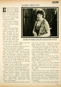 1923 Print Marie Prevost Actress Silent Film Movie Star Portrait Biography BBS2