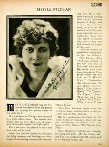1923 Print Myrtle Stedman Silent Film Actress Movie Star Portrait Biography BBS2
