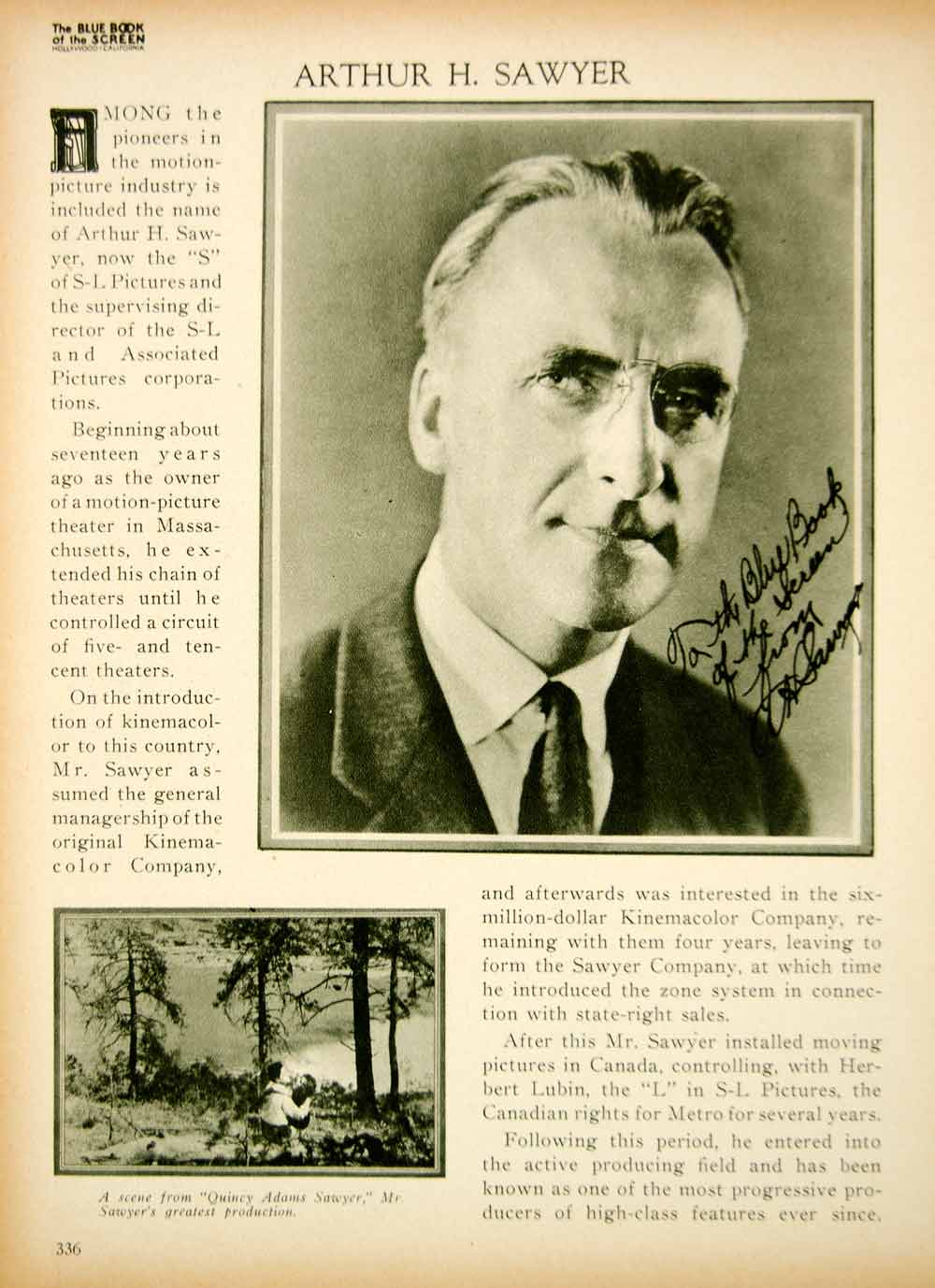 1923 Print Arthur H. Sawyer Silent Film Producer Kinemacolor S-L Pictures BBS2