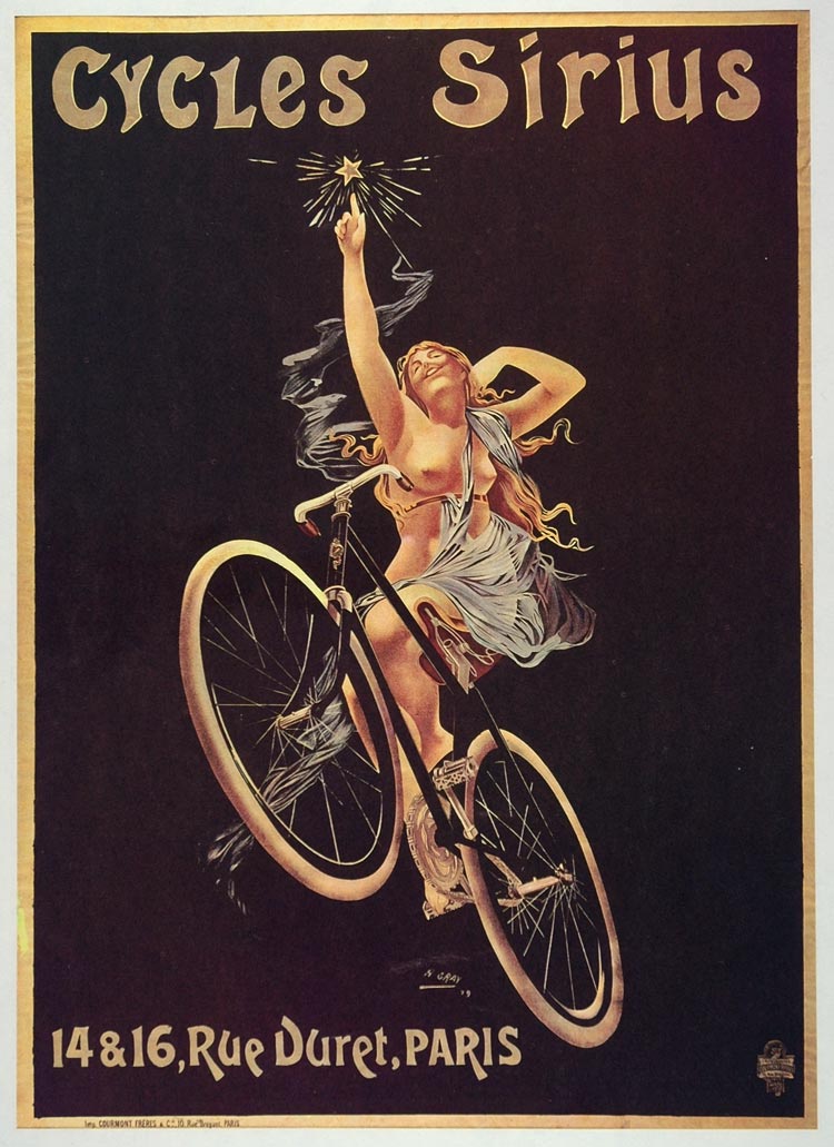 1973 Print Poster Ad Vintage French Cycles Sirius Bicycles Nude Female Risque