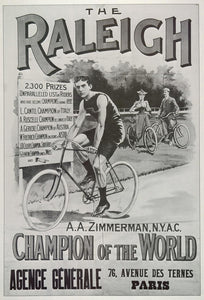 1973 Print Poster Ad Raleigh Bicycle Arthur Augustus Zimmerman Bike Rider Racer