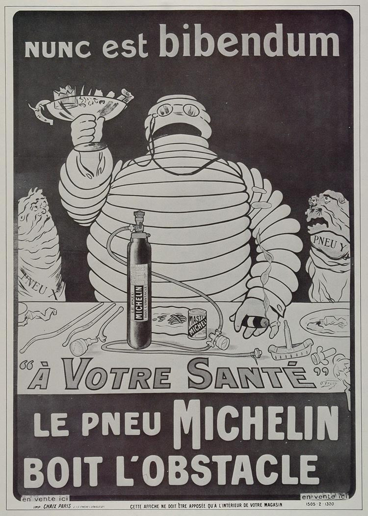 1973 Print Poster French Ad Michelin Man Tires Pneu Bibendum O'Galop Cartoon Art