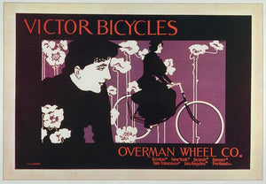 1973 Print Poster Victor Bicycle Woman Will H. Bradley Art Nouveau Overman Wheel