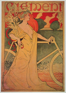 1973 Print Poster Ad Vintage Clement Bike Bicycle Art Nouveau Nude Female Woman