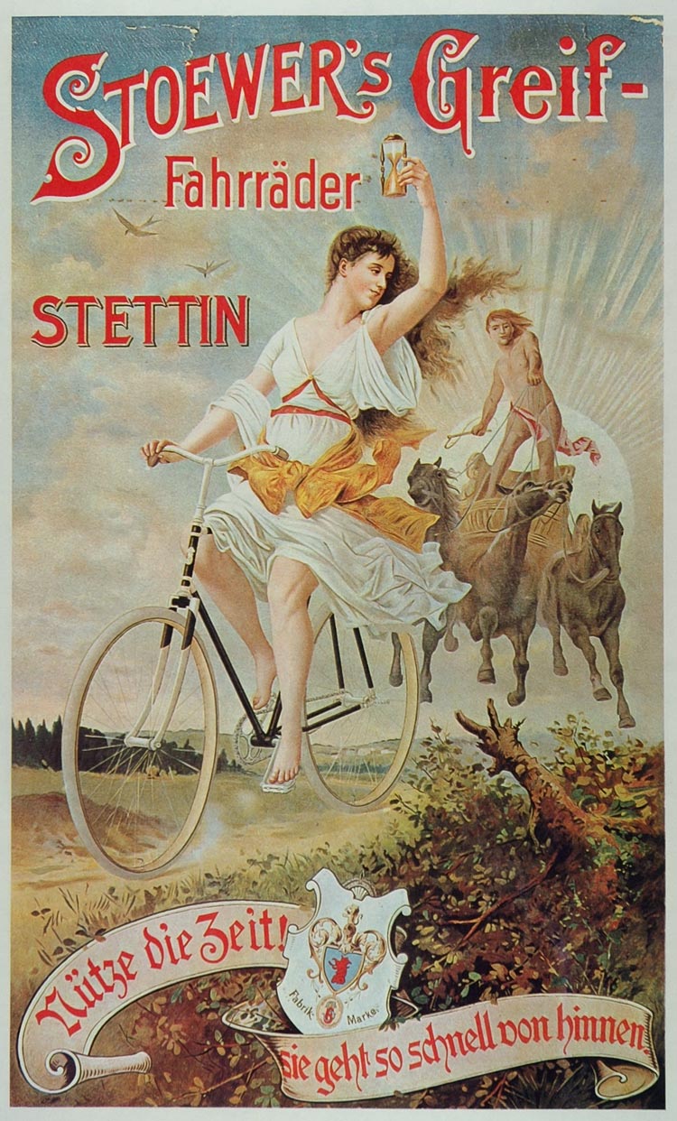 1973 Print Poster Ad Vintage Stoewer Greif German Bicycle Fahrrader Art Nouveau