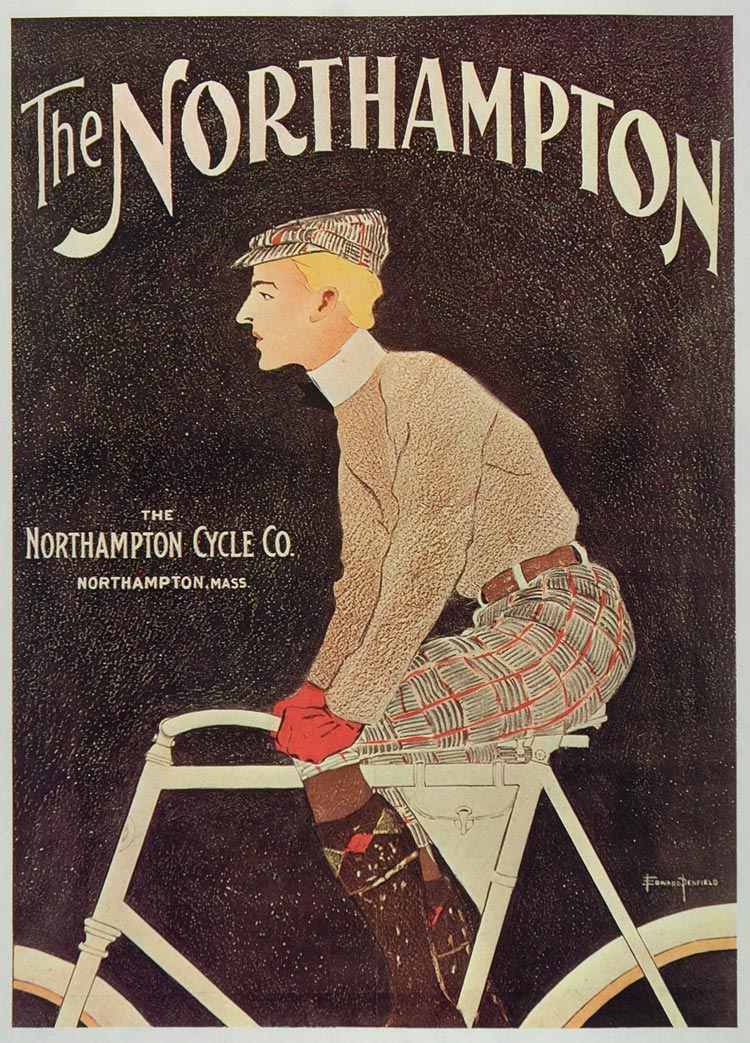1973 Print Poster Ad Vintage Northhampton Bicycle Edward Penfield Art Biking