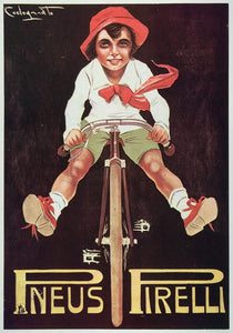 1973 Print Poster Ad French Pneus Pirelli Tires Boy Bicycle Plinio Codognato Art