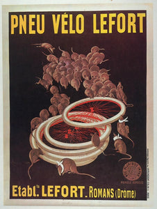 1973 Print Poster Ad Vintage French Lefort Pneu Tires Mice Leonetto Cappiello