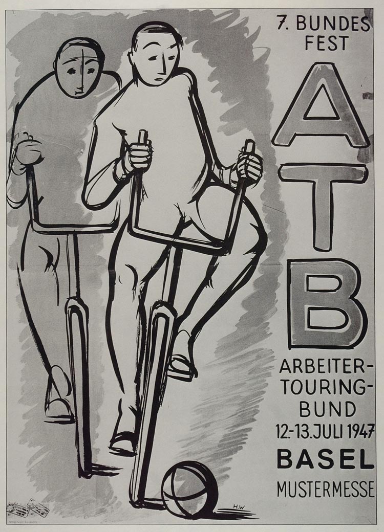 1973 Print Poster Cycle Ball Bicycle Game Bikeball Radball Basel 1947 Match ATB
