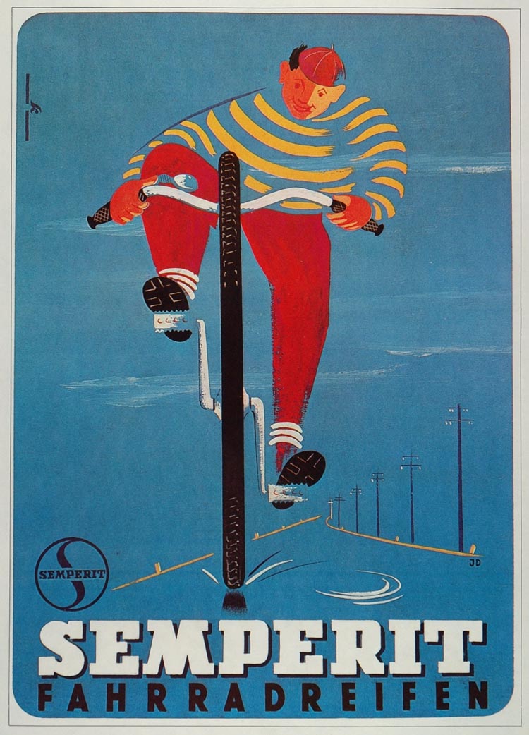1973 Print Poster Ad Semperit Fahrradreifen German Tire Bicycle Hugo Koszler Art