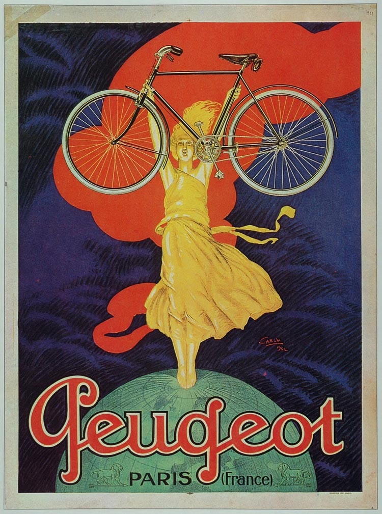 1973 Print Poster Ad Vintage Peugeot French Bicycle Bike Jean Carlu Art Nouveau