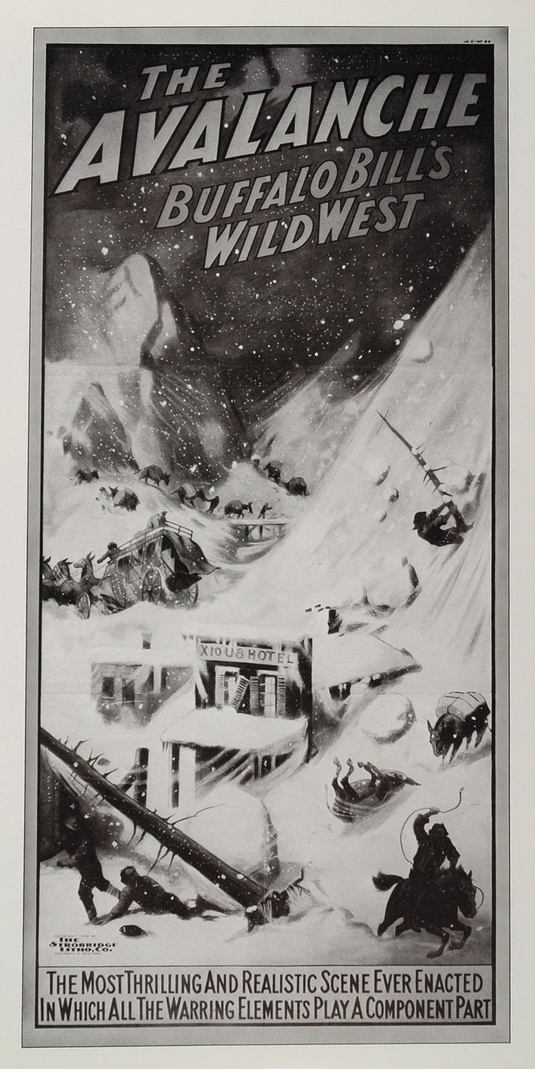 1976 Print Poster Buffalo Bill Wild West Avalanche Snow - ORIGINAL BILL