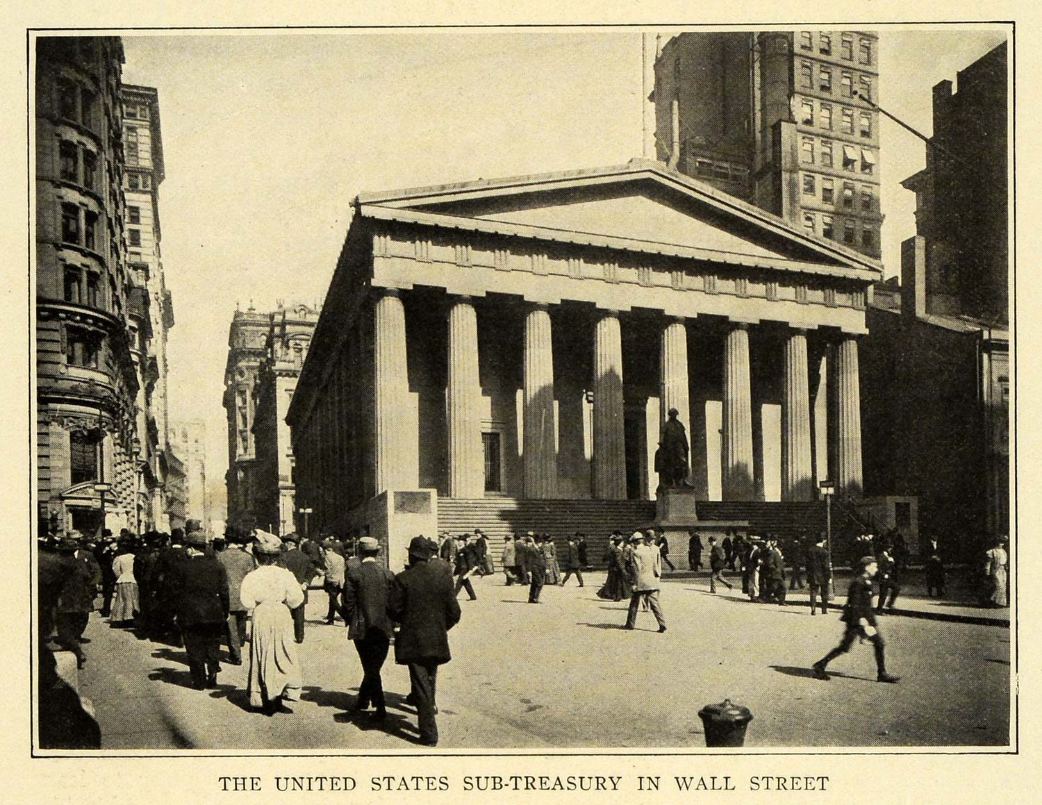 1907 Print U. S. Sub Treasury Building Column Architecture Wall Street BM1