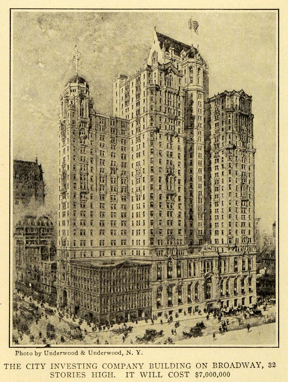 1907 Print City Investing Company Building Broadway NY Skyscraper BM1