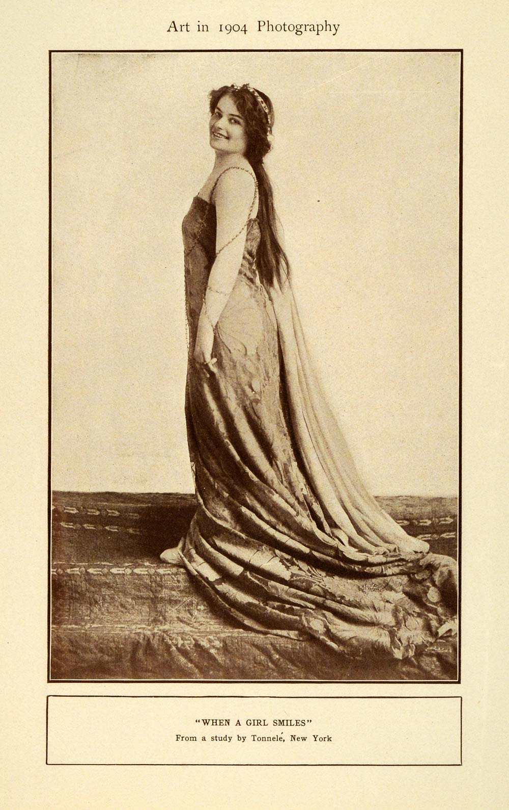 1904 Print Tonnele New York Woman Dress When Girl Smiles Fashion Art BM1