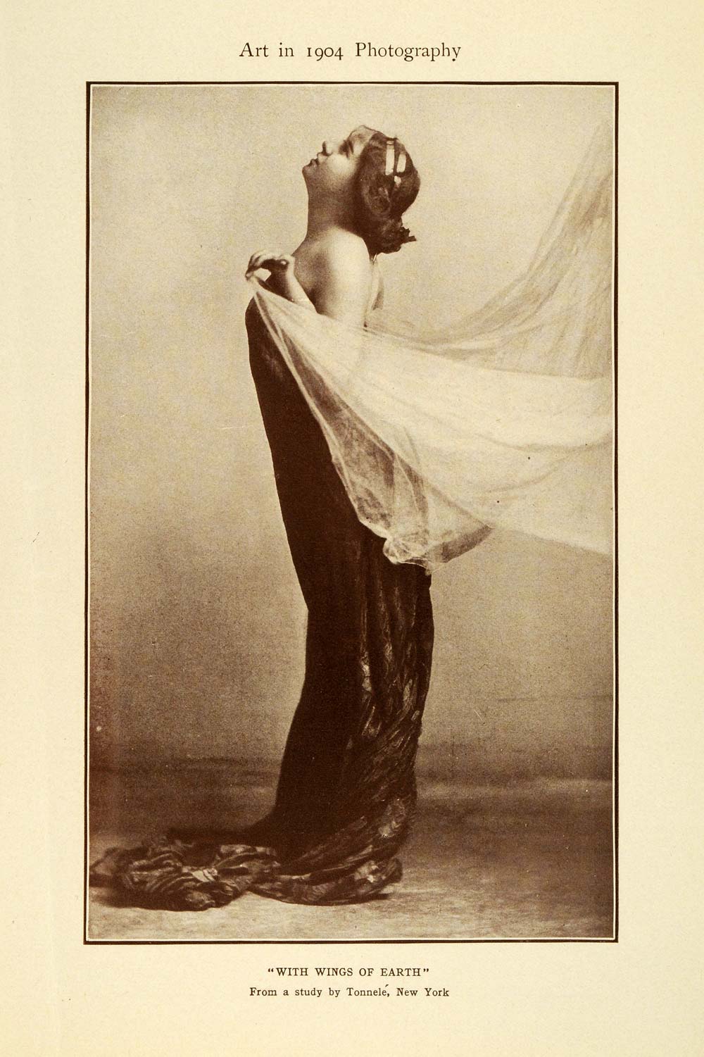 1904 Print Tonnele Fashion Photography Woman Dress With Wings Earth New York BM1