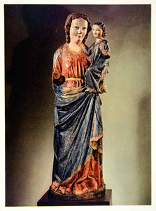 1960 Photolithograph Madonna Christ Statue Rudolfov St. Vitus Church Jesus BOM1