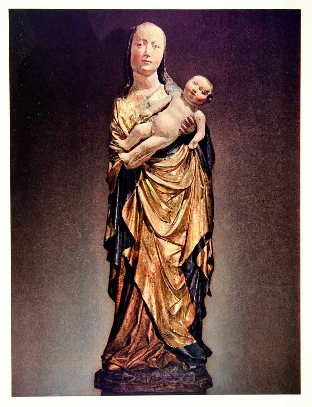 1960 Photolithograph Madonna Christ Child Skalice Sculpture Religious BOM1