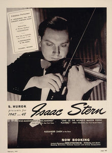 1947 Isaac Stern Violin Violinist Hurok Booking Ad - ORIGINAL