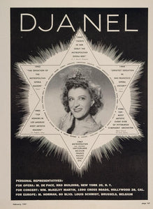 1947 Lily Djanel Opera Concert Star Original Booking Ad - ORIGINAL