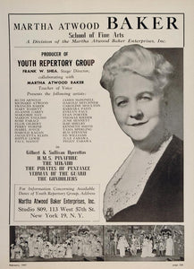 1947 Martha Atwood Baker Voice Teacher Booking Ad - ORIGINAL
