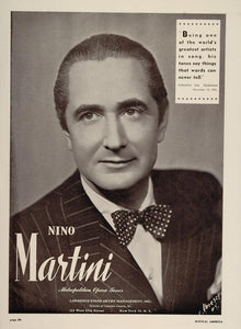 1947 Nino Martini Metropolitan Opera Tenor Booking Ad - ORIGINAL