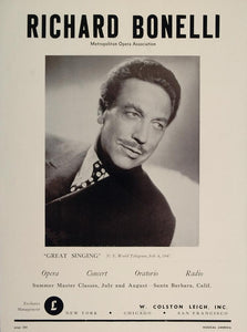 1947 Richard Bonelli Opera Colston Leigh Booking Ad - ORIGINAL