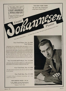 1947 Grant Johannesen Pianist D. W. Rubin Booking Ad - ORIGINAL