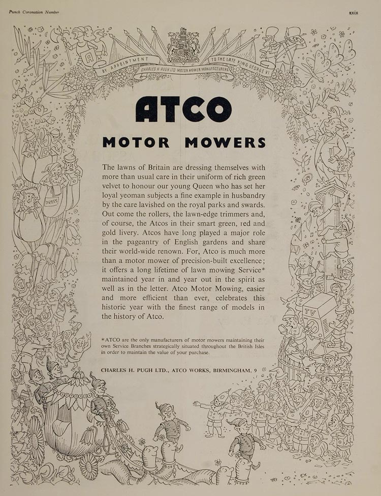 1953 Ad ATCO Motor Mowers Charles H. Pugh Lawnmower - ORIGINAL ADVERTISING BRIT