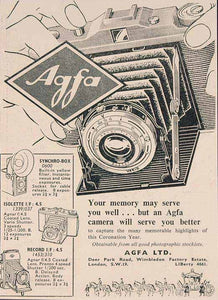1953 Ad Agfa Camera Photography Coronation Elizabeth II - ORIGINAL BRIT