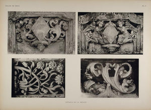 1911 Print Facade Sculpture Angels Brou Gothic Church - ORIGINAL BRO1