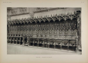 1911 Print Gothic Carving Choir Stalls Brou Church - ORIGINAL BRO1