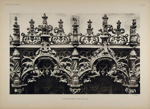 1911 Print Gothic Carving Choir Stalls Brou Church NICE - ORIGINAL BRO1