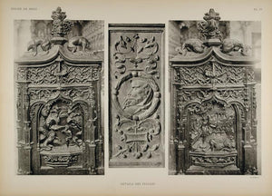 1911 Print Gothic Wood Carving Choir Stalls Brou Church - ORIGINAL BRO1