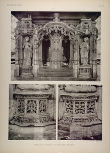 1911 Print Tomb Philibert le Beau Carving Brou Church - ORIGINAL BRO1
