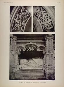 1911 Print Tomb Marguerite Austria Brou Church Effigy - ORIGINAL BRO1