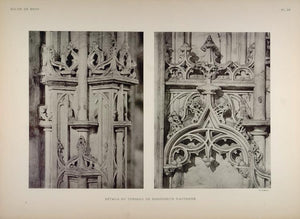 1911 Print Tomb Marguerite Austria Brou Gothic Carving - ORIGINAL BRO1