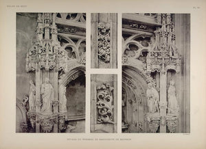 1911 Print Tomb Marguerite Bourbon Gothic Statues Brou - ORIGINAL BRO1