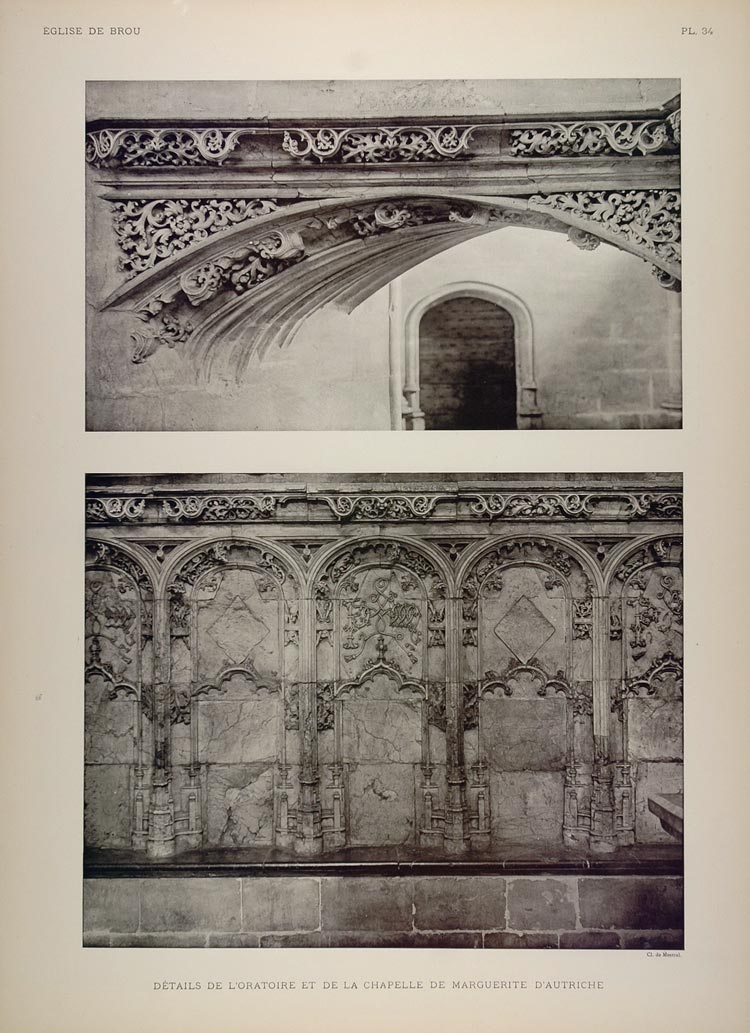 1911 Print Chapel Marguerite of Austria Brou Church - ORIGINAL BRO1