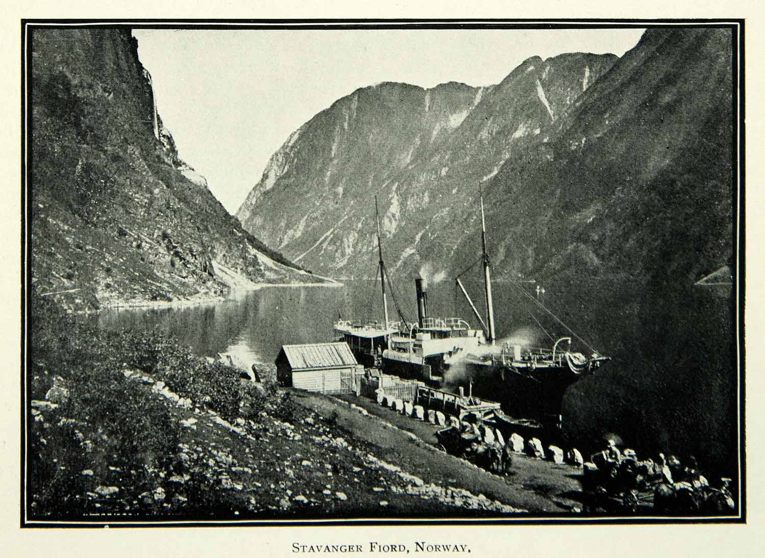 1900 Print Stavenger Fjord Norway Norwegian Landscape Mountains Historic BVM1