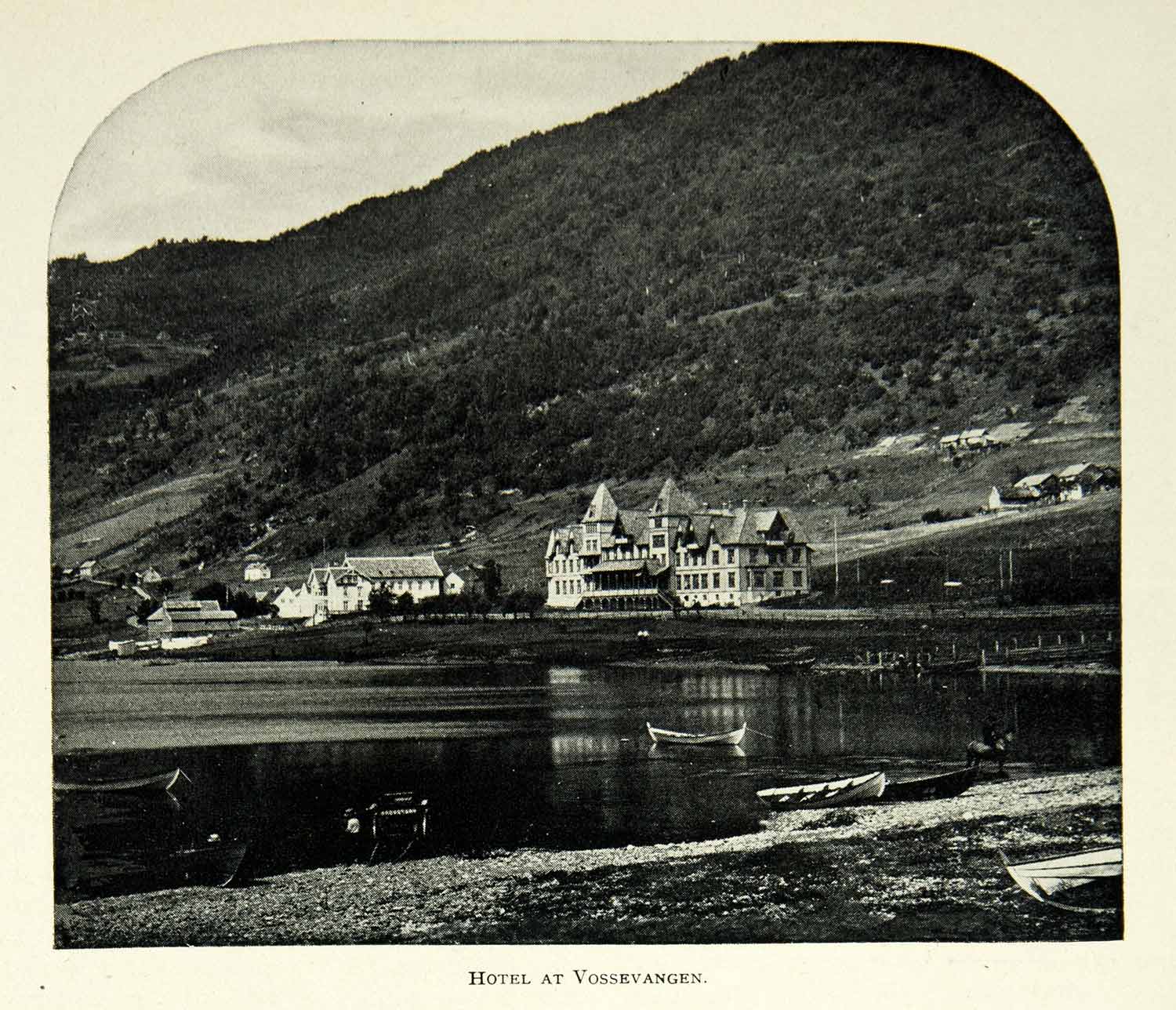 1900 Print Vossevangen Voss Hotel Norway Norwegian Landscape Historic BVM1