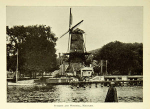 1900 Print Haarlem Spaarne River Windmill The Netherlands Holland Historic BVM1