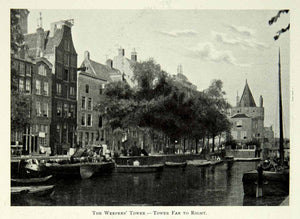 1900 Print Schreierstoren Weepers Tower Amsterdam Canal Netherlands Holland BVM1
